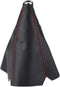 Aramox Gear Shift Knob Boot,Universal Black Carbon Fiber Style Gear Shift Knob Cover Red Stitch Gear Gaiter Boot Cover PU Leather Material...