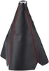 Aramox Gear Shift Knob Boot,Universal Black Carbon Fiber Style Gear Shift Knob Cover Red Stitch Gear Gaiter Boot Cover PU Leather Material...