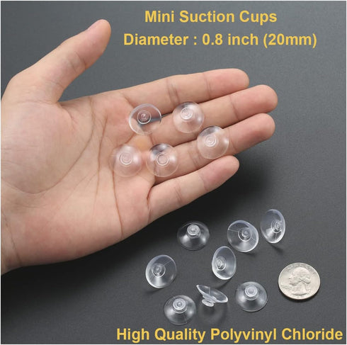 22 Pieces 0.8 inch Mini Clear Suction Cups for Glass, Without Hooks Without Holes, Plastic Sucker Pads for Festival Decoration Home Organization W...