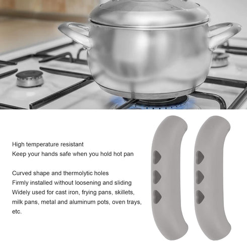 Dioche 2Pcs Silicone Hot Handle Holder Kitchen, Heat Resistant Non Slip Pot Grip Handle Sleeve, Easy Install Cast Iron Handle Cover Potholder for ...