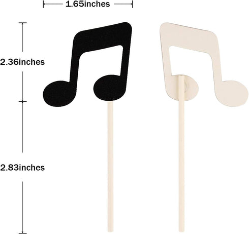 Donoter 48 Pcs Black Glitter Music Notes Cupcake Toppers Musical Symbols Cake Picks for Kids Birthday Party Food Decorations...