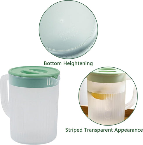 Toguma 2.2 Liter Plastic Water Pitcher Large-Capacity Household Water Jug with Lid, Beverage Container for Hot Cold Juice Tea (Transparent green)...