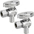 2 Pack Stop Valves, 1/4 Turn Angle Stop Valves, 3/8" OD Compression × 1/2" PEX Chrome Plated Brass for Faucet, Toilet Valves (2×Angle)...