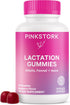 Pink Stork Lactation Supplement Gummies - Support Breast Milk Supply with Milk Thistle, Alfalfa, Vitamin D, and B12, Postpartum Recovery, Breastfe...