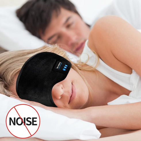 Music Sleep Eye Mask,Upgraded Travel Sleeping Headset,Sleep Eye Shades Built-in Speakers Microphone Washable (Black)...