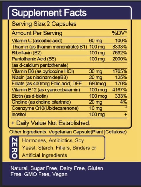 Thera SUVA Max Strength Vitamin B-Complex + CoQ10 + Vitamin C - Supplement for Energy, Metabolism Support, 120 Softgels, 60 Day Supply...