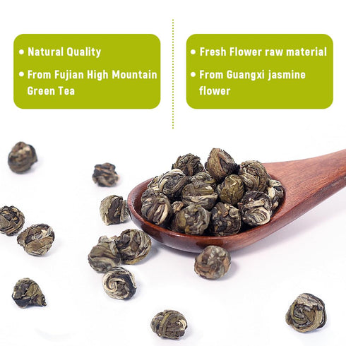 LWXLJMJZC?100g/3.53oz Jasmine Dragon Pearls Loose Leaf Green Tea with Pleasant Jamsine Aroma-Jasmine Tea Suitable For Both Hot And Cold...