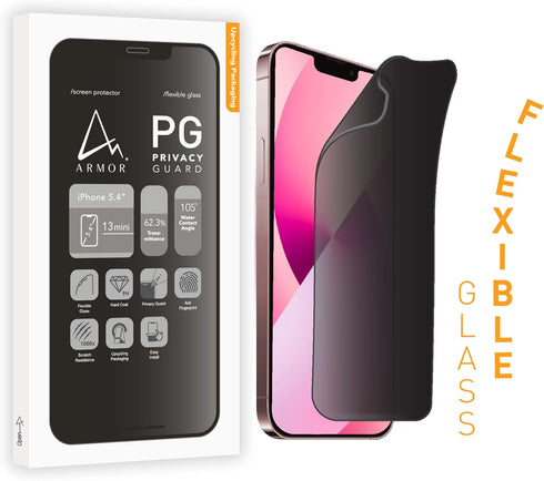 ARMOR Flexible Glass Screen Protector for iPhone 13 Mini, Privacy Guard with 9H...