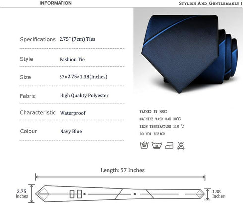 Men's Blue Black Gradient Striped Necktie 2.75 Inches Ties for Men + Gift Box...