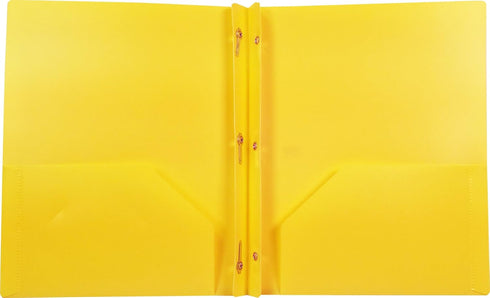 Lion 2-Pocket Plastic Folder with Fasteners, 4 Pack, Yellow (92310-YW-4P)...