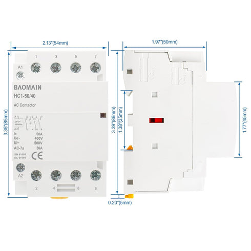 Baomain Household AC Contactor 4 Pole HC1-50 24V 50A 4NO Normally Open Universal Circuit Control 35mm DIN Rail Mount(HC1-50/40)...