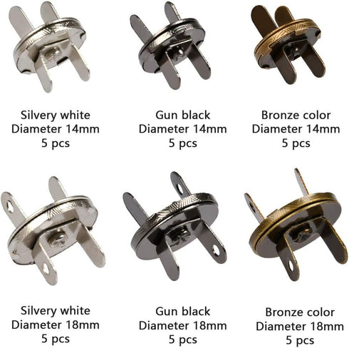 TIMESETL 30 Set 14/18mm Magnetic Snap for Purses Magnetic Bag Fastener Clasp Button with Storage Box for Sewing, Craft, Bags, Clothes, Leather - 3...
