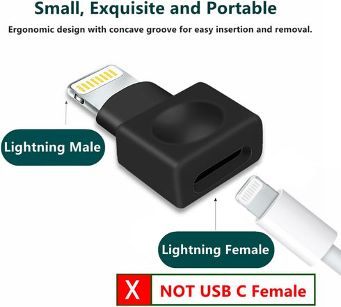 2-Pack Lightning Extender Adapter, Compatible with i-OS Phone and i-OS Pad, Supporting Audio, Video, Data Transfer and Charging (Black+White)...