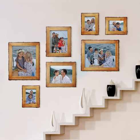 4x6 Wood Picture Frames Brown, Live Edge Rustic Photo Frame with Glass Front, Display 6x4 inch Photos for Tabletop or Wall Mounting...