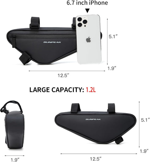 Bike Triangle Bag Bicycle Frame Pack Cycling Accessories Pouch for Cell Phone and Essentials...