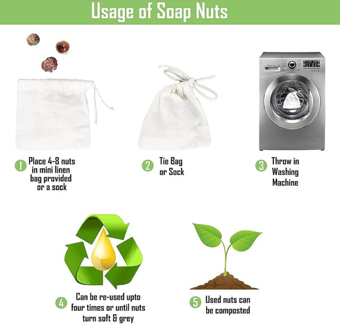 Cure wid Pure Organic Soap Nuts Deseeded 8oz/225g with 1 Wash Bag Approx 90 Loads Eco-friendly Soap Nuts Laundry Detergent,Chemical &Fragrance-fre...