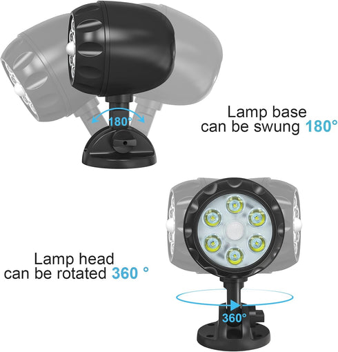 Motion Sensor Battery Powered Outdoor Light,IP65 Waterproof Spotlight,6LED Motion Detecting Light,360° Adjustable Floodlight for House Walls Garag...