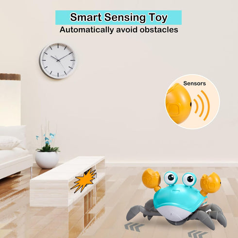 Crawling Crab Baby Toy Gifts Infant Tummy Time Toys Build in Rechargeable Battery,Baby Toys with Music and LED Light for 0-6 6-12 1-3 4+ Year Old ...