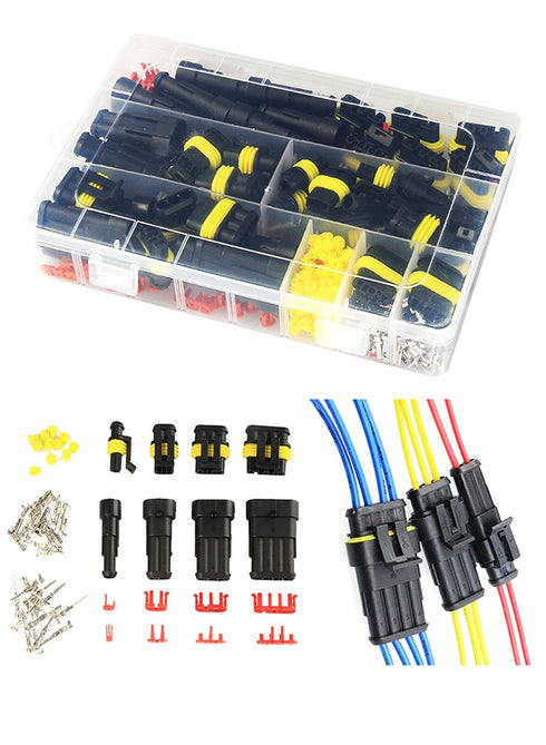 352Pcs Waterproof Car Electrical Connector Terminals Automotive Electrical Wire Connector Plug Kit 1/2/3/4 Pin Connectors Male and Female...