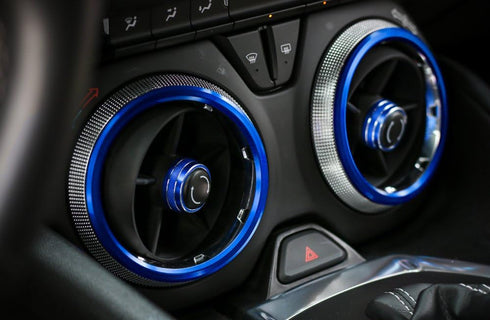 for Camaro Accessories AC Knobs Air Conditioning Outlet Vent Cover Ring Decor for Chevrolet Camaro 2016 2017 2018 2019 2020, Blue Interior Accesso...