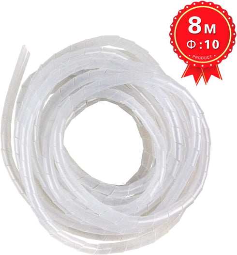 26Ft XHF 3/8" Clear Spiral Cable Wrap 10mm(Wrapping Range:7.5mm-60mm) Cord for Computer Electrical Wire Organizer Sleeve Hose RoHS...