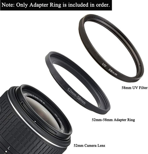 52-58(52mm Lens to 58mm Filter) Step-up Aerometal Camera Lens Filter Adapter Ring?Fire Rock Aviation Aluminum Alloy 52mm-58mm Step Up Ring for Fil...