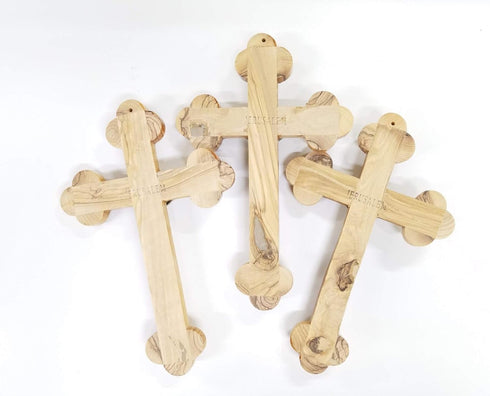 Wall Cross Crucifix Orthodox 14 Station 4 Lens Olive Wood Essences by LION OF JUDAH MARKET (11")...