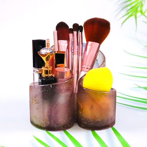Resin Molds Silicone Storage Box Mold, Unique Makeup Organizer Trinket Container Epoxy Mold with 3 Slots, Pen Brush Holder Mould, Resin Clay Craft...