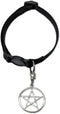 Black Cat Collar with Wiccan Pagan Pentacle Silver Finish On Safety Breakaway Collar Adjustable Neck Size 8 to 12 Inches...