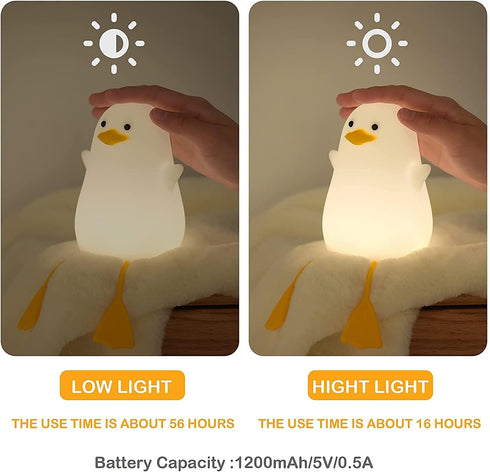Attivolife Duck Night Light for Kids, Cute Animal Silicone Lamp Touch Control + Dimmable + Timer, USB Rechargeable LED Feeding, Bedside Bedroom De...