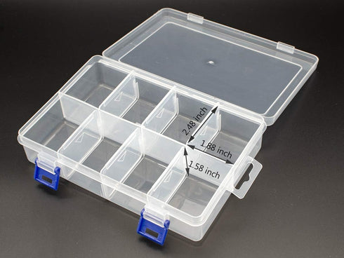 Plastic Compartment Storage Box With Adjustable Divider Removable Grid Compartment for Jewelry Small Accessories Hardware Fitting (8 Grids-Large x...