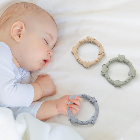 Silicone Teethers for Babies 0-6 6-12 Months Teething Toys for Infants Baby Chew Toys for Sucking Needs Baby Teething Rings for Infant Boys and Gi...