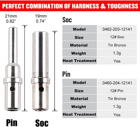 JRready ST6286 1 Pin DTHD Connector 4 Sets,IP67 Waterproof Single Terminal Connectors for Heavy-duty Applications,Contact Size 12 Crimp Wire Gauge...