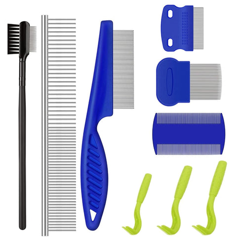9 Pieces Cat Dog Flea Combs Dog Eye Stain Remover Combs Pets Grooming Comb Dog Tear Stain Comb for Dogs Gently Removing Eye Mucus and Crust...