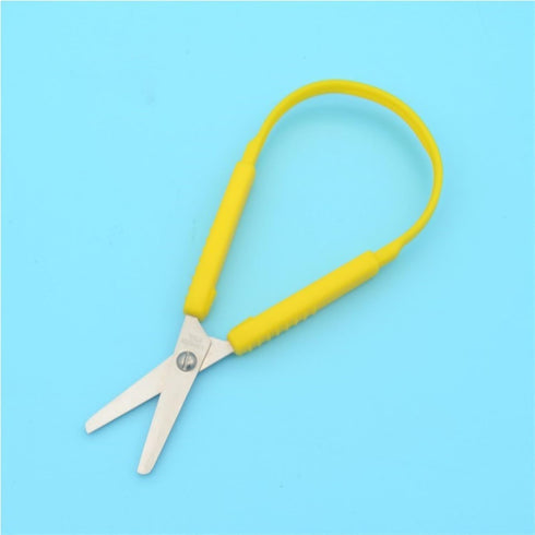 Mini Squeeze Scissors, Lefty Support Loop Scissors for Toddlers?5 Inch Adaptive Design Preschool Training Scissors (3, Red+Blue+Yellow)...