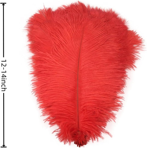 Sowder 10pcs Ostrich Feathers 12-14inch(30-35cm) for Home Wedding Decoration(red)...