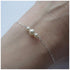Boho Pearl Bracelet Silver Three Pearl Chain Bracelet Freshwater Pearl Bracelet Everyday Bracelet Minimalist Hand Chain Jewelry for Women and Girl...