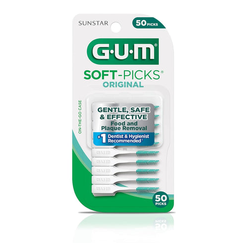 GUM Soft-Picks Original, Easy to Use Dental Picks for Teeth Cleaning Health, Disposable Interdental Brushes with Convenient Carry Case, Dentist Re...
