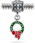 Green Christmas Holiday Red Bow Green Wreath Green Mistletoe Holly Dangle Charm Bead For Women Teen Enamel .925 Sterling Silver Fits European Brac...
