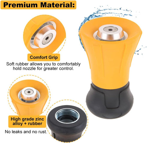Fireman Hose Nozzle, Yellow Garden Hose Nozzle, High Pressure Sprayer Nozzle for Car Washing, Patio Cleaning, Watering Lawn and Garden, Universal ...
