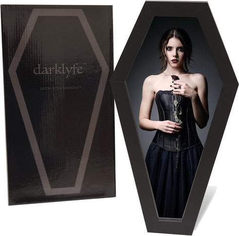 Gothic Decor Coffin Mirror - Wall Mounted, Tabletop, Home Mirror, All Rooms, 13 x 7 Inches...