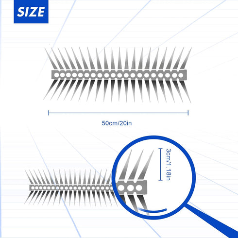 Bird Spikes Stainless Steel Fence Spikes for Pigeons Raccoon Snakes Deterrent Spikes Defender for Outside (20in?Small?) (20inch)...