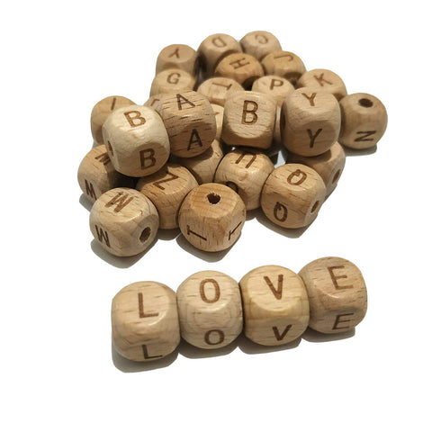Beech Alphabet Letter Beads 100pc 12mm Square Shape Beech Wood Letter Beads Necklace Accessory DIY Jewelry Beads...