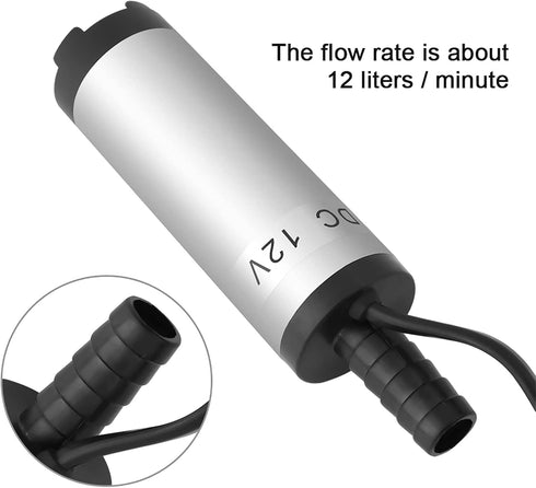 12V 3.8cm 12L/min Stainless Steel Submersible Pump Discharge Diesel Water Kerosene Refueling Tool 8500r/m...