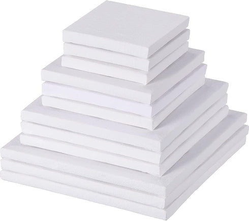 Hestya 12 Pieces Assorted Size Mini Art Canvas Stretched for Craft Painting Drawing (3 Inches, 4 Inch, 5 Inch, 6 Inch)...