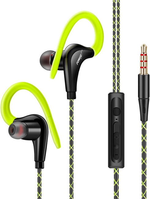 Docooler Wired in-Ear Waterproof Earphones Ear Hook Earbuds Stereo Super Bass Headphones Sport Headset with Mic Green...