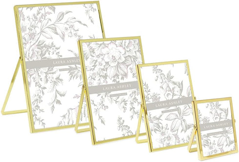 Laura Ashley 2x3 Gold Flat Metal Picture Frame (Vertical) with Pull-Out Easel Stand, Made for Tabletop, Counterspace, Shelf and Desk (2x3, Gold)...