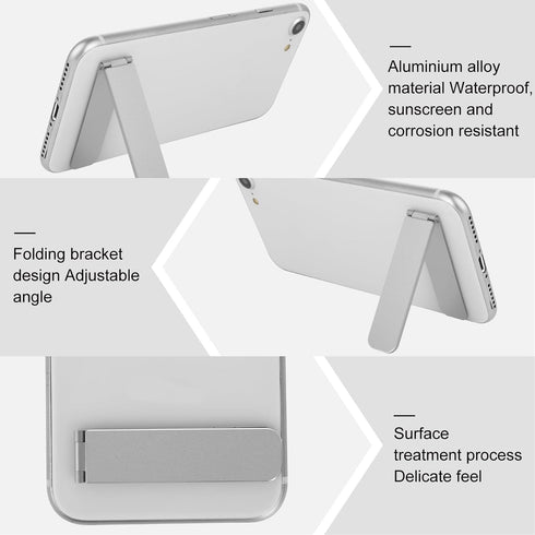 Ultra-Thin Cell Phone Holder, Adjustable Mini Alloy Phone Kickstand Portable Foldable Phone Stand Adjustable Angle for Mobile Phone Tablet Univers...