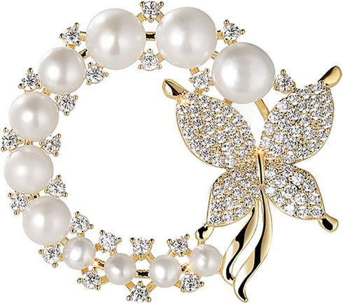 Fashion Pearl Circle Brooch Pins for Women, Women's Brooch Gift, Brooches Jewelry Accessories for Wedding, Anniversary, Banquet, Gift For Ladies...