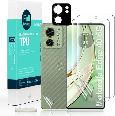 Ibywind 2 Screen Protector for Motorola Edge 2023/ Edge 40 5G 6.55"+1 Camera Len Protector+1 Back Film,Flexible TPU Film,HD Clear,Case Friendly,Ea...